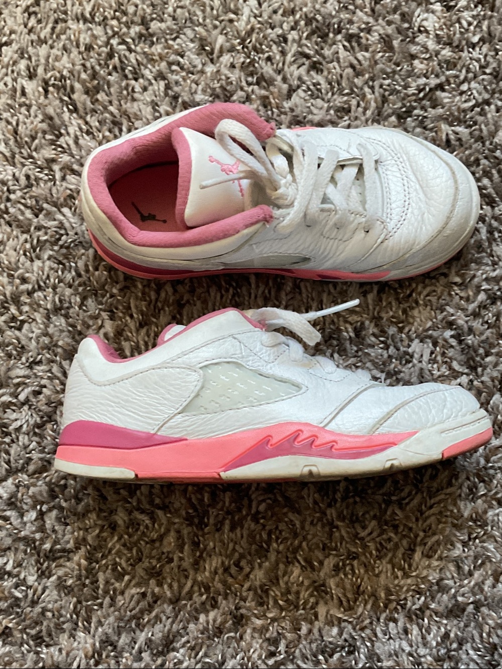 Jordan Kids White and Pink Sneakers